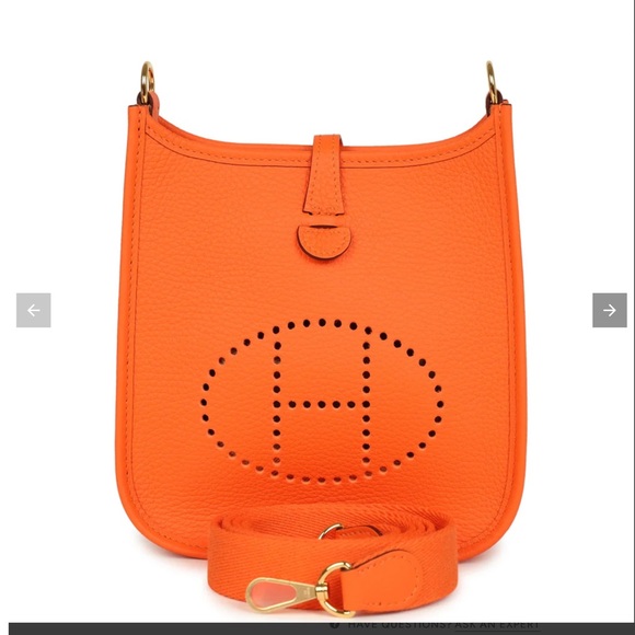 Hermes Handbags - Hermes Taurillon Clemence Evelyne Orange